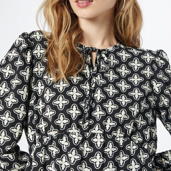 Pieces Sally Black print V-neck Printed Mini Dress/NWT/S - Picture 5 of 15